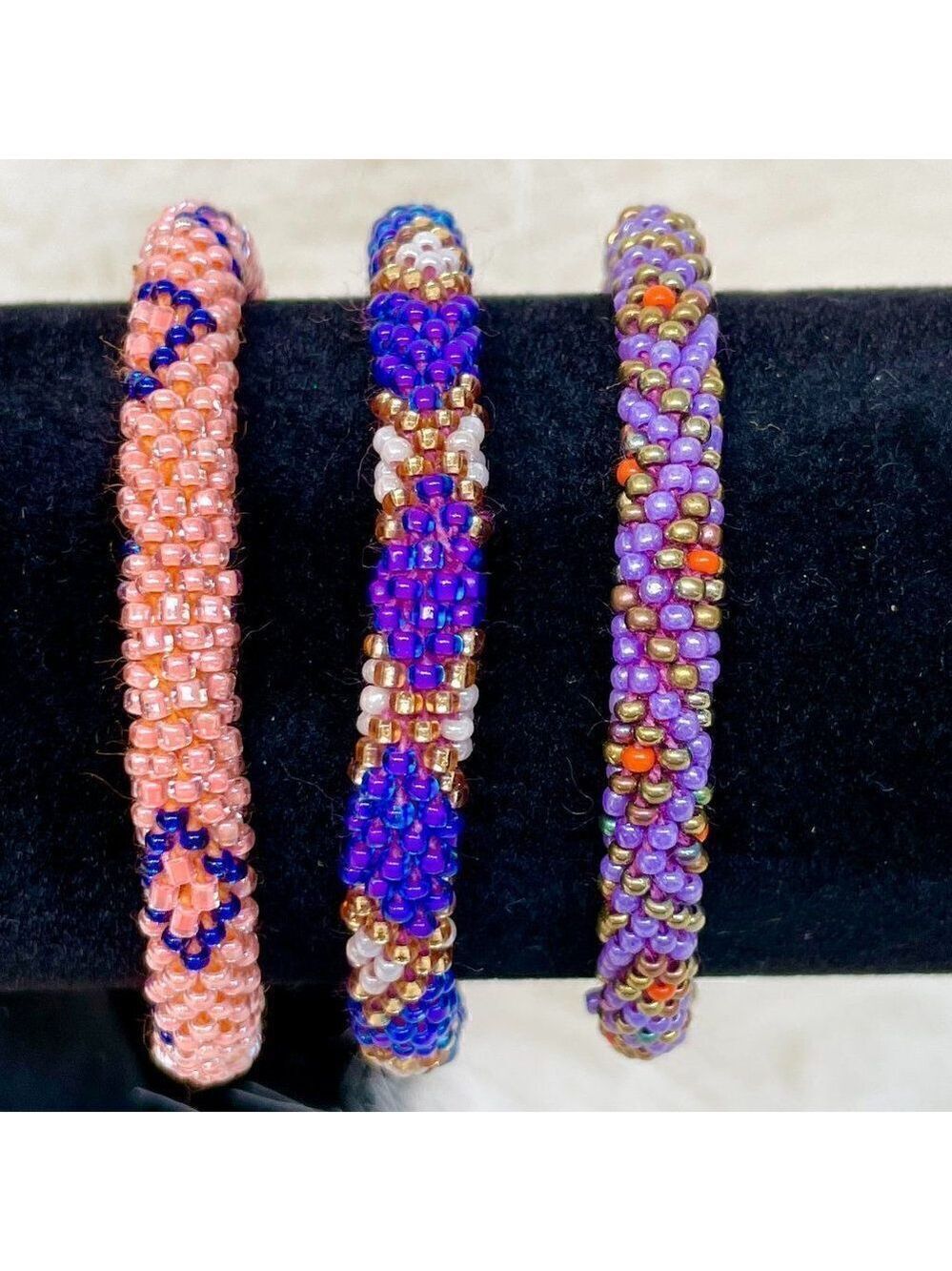 HAND CRAFTED in Nepal Beaded Bracelets
(set of 3) PURP1